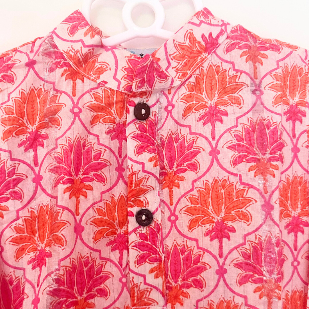 Twin Blossom Set – Festive Floral Print Kurtas - TwinsTribe x Critter Kids Festive Collection