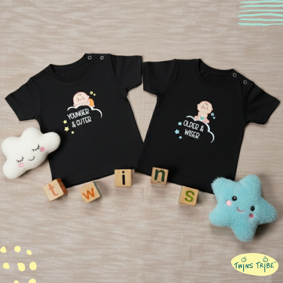 TwinsTribe Twins Tees Set – Older & Wiser · Younger & Cuter