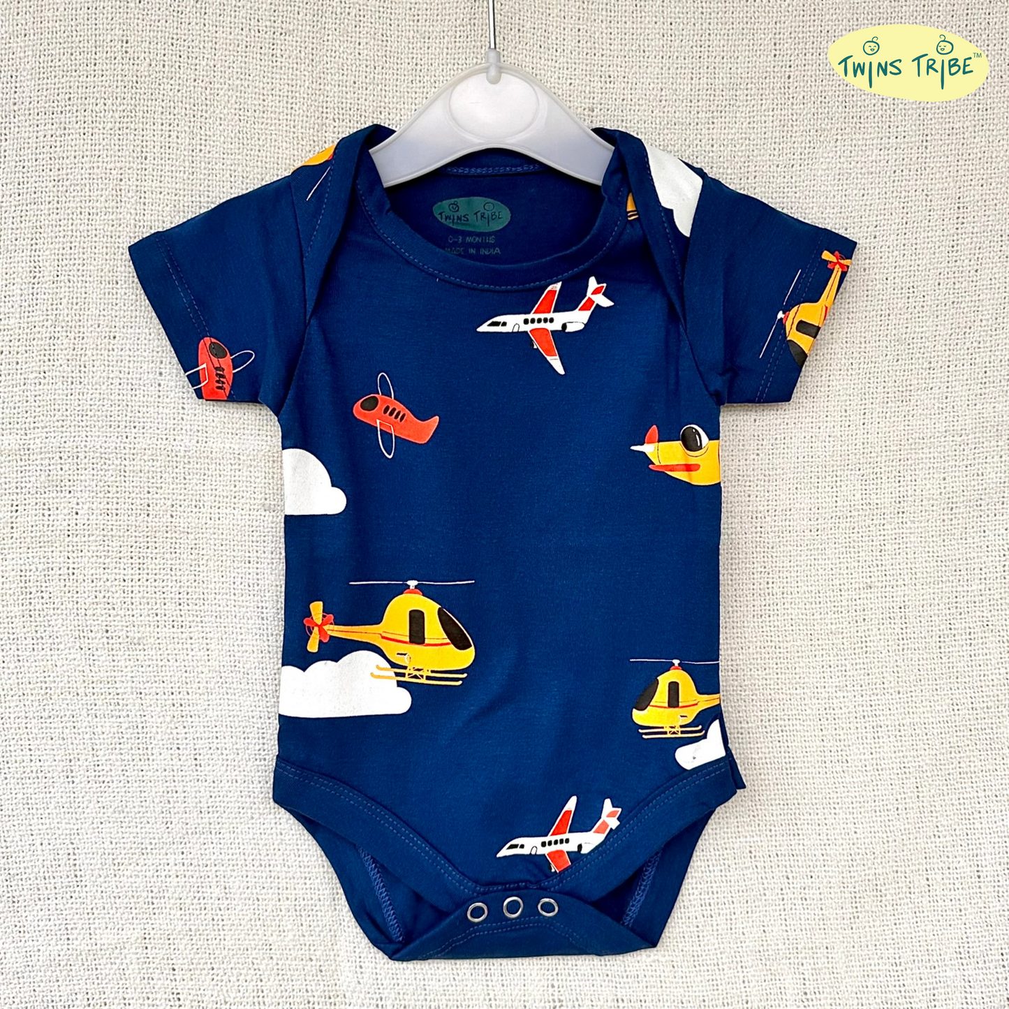 TwinsTribe Twins Onesie Set – Wheels & Wings