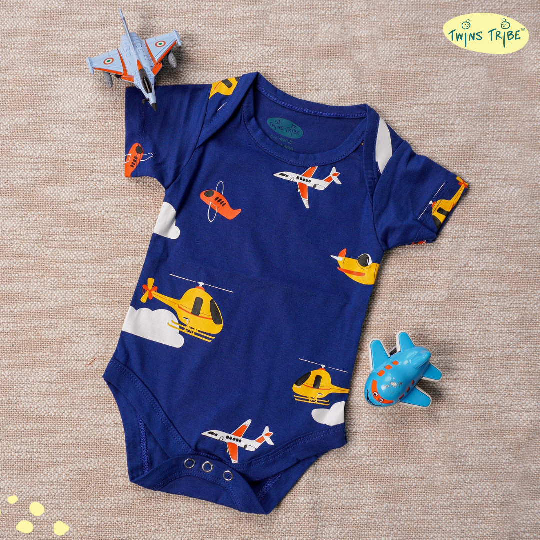 TwinsTribe Twins Onesie Set – Wheels & Wings