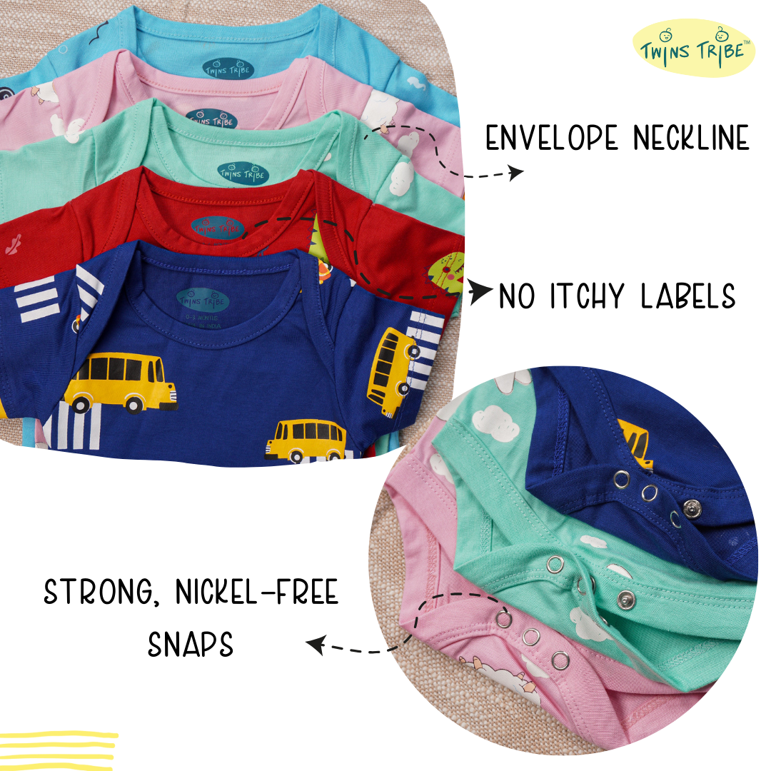TwinsTribe Twins Onesie Set – Wheels & Wings