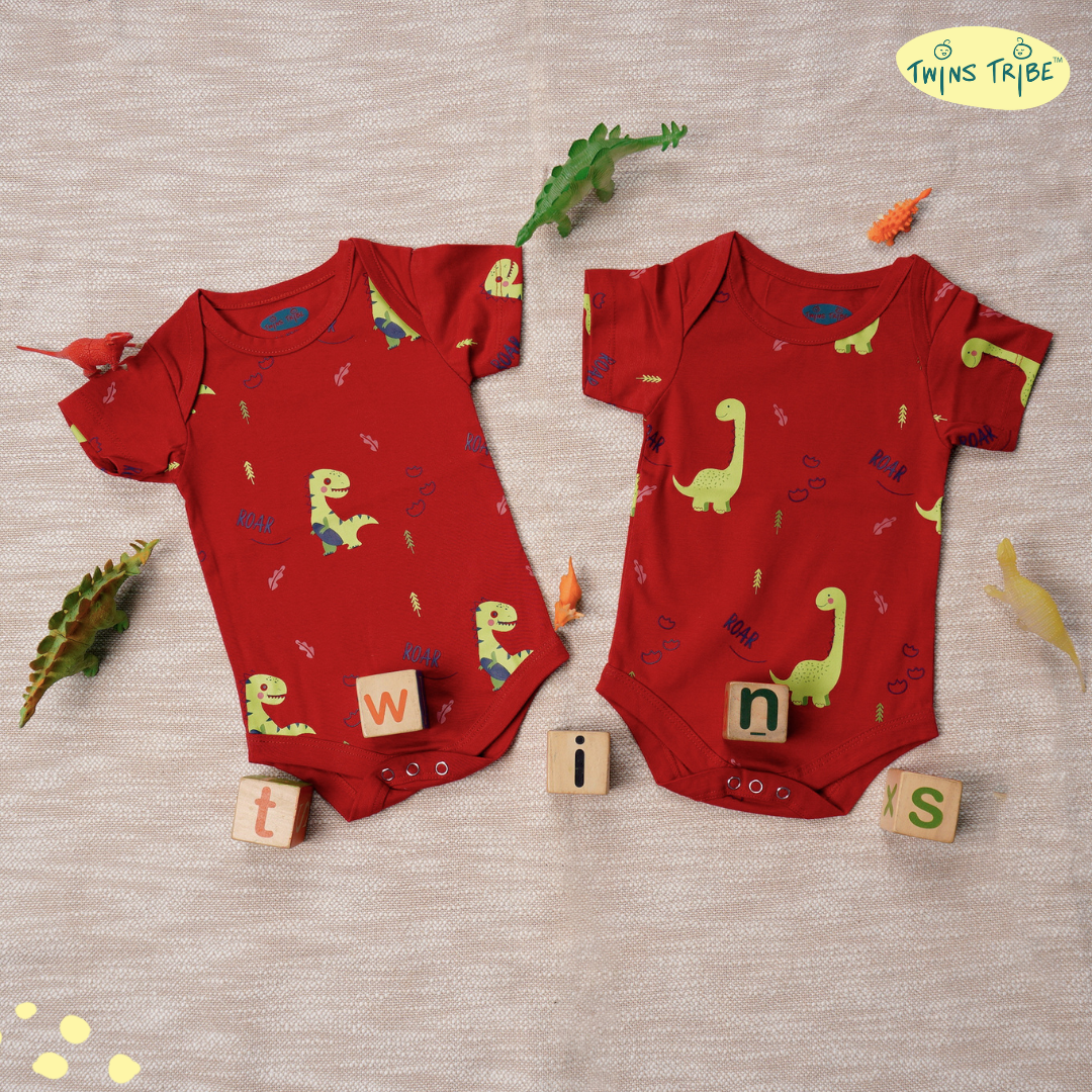 TwinsTribe Twins Onesie Set – The Dino World