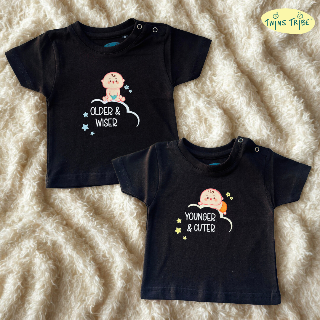 TwinsTribe Twins Tees Set – Older & Wiser · Younger & Cuter