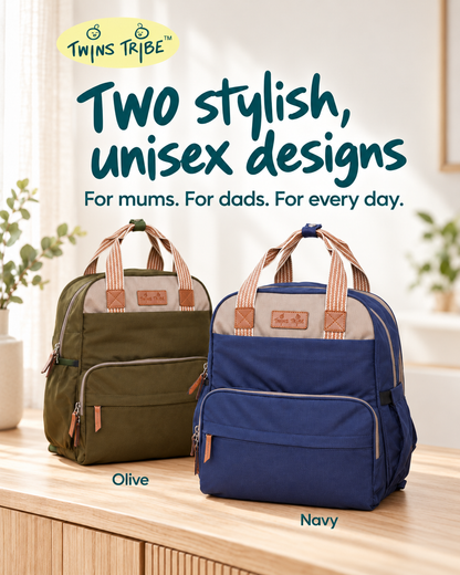 TwinsTribe DoubleDuty: Expandable Diaper Bag for Twins