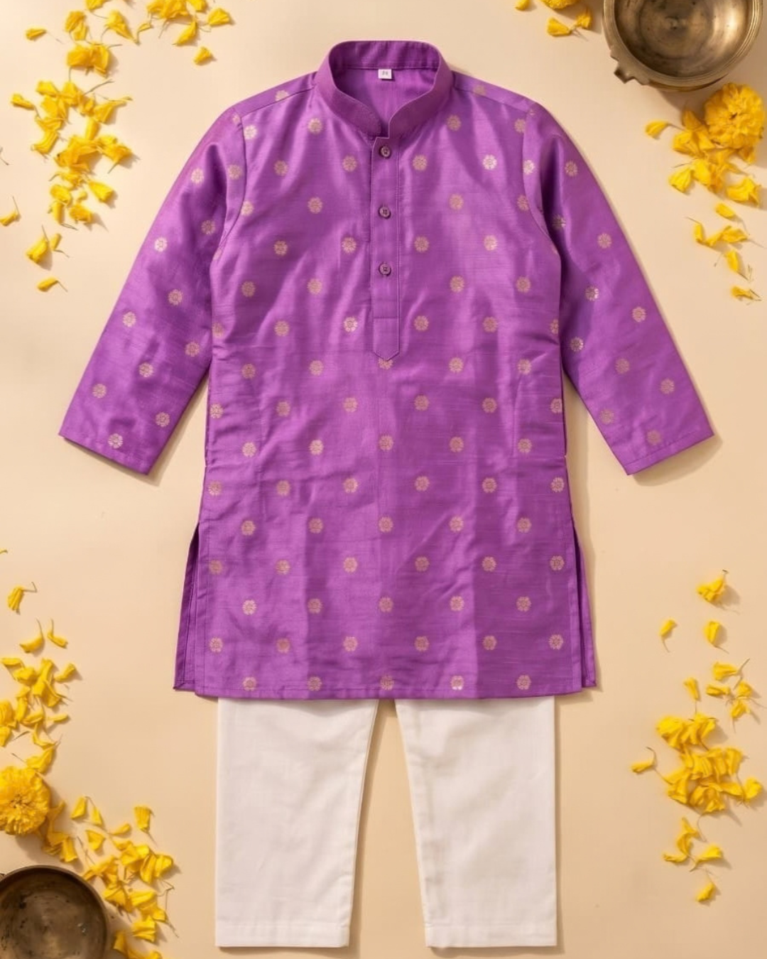 Shahi Jamun - Purple Silk Kurta Pajama & Lehenga Set for Twins  – TwinsTribe x Chhutkan Diwali Edit