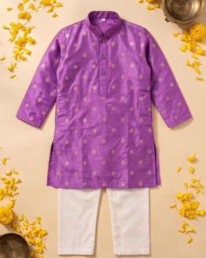 Shahi Jamun - Purple Silk Kurta Pajama & Lehenga Set for Twins  – TwinsTribe x Chhutkan Diwali Edit