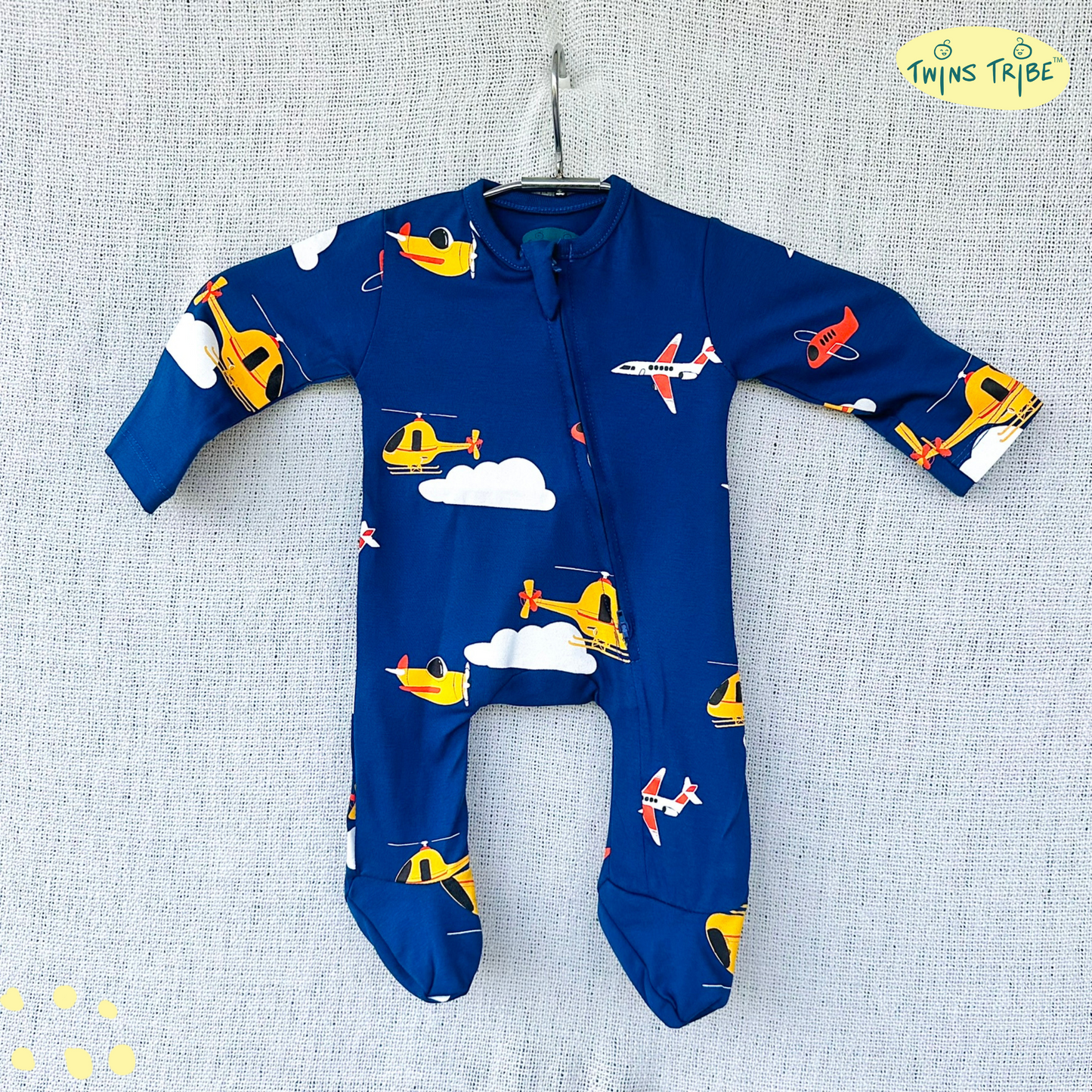 TwinsTribe Twins Rompers Set – Wheels & Wings