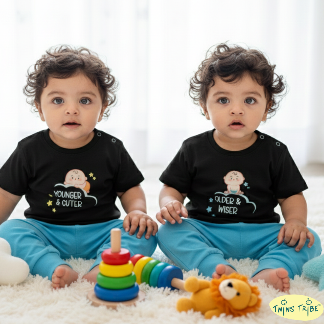 TwinsTribe Twins Tees Set – Older & Wiser · Younger & Cuter