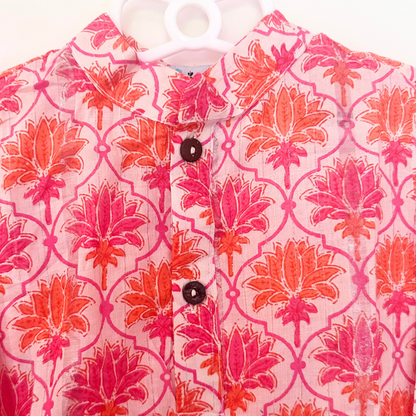 Twin Blossom Set – Festive Floral Print Kurtas - TwinsTribe x Critter Kids Festive Collection