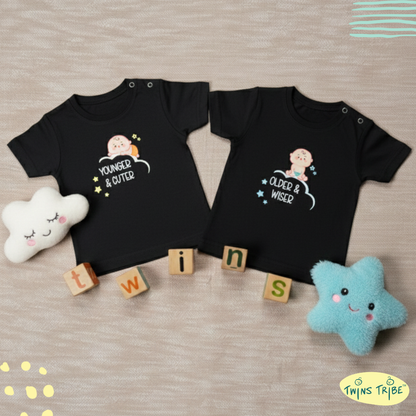 TwinsTribe Twins Tees Set – Older & Wiser · Younger & Cuter
