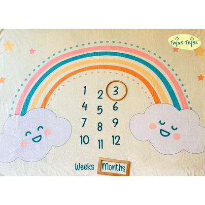 Twins Milestone Blanket - Rainbow Ride