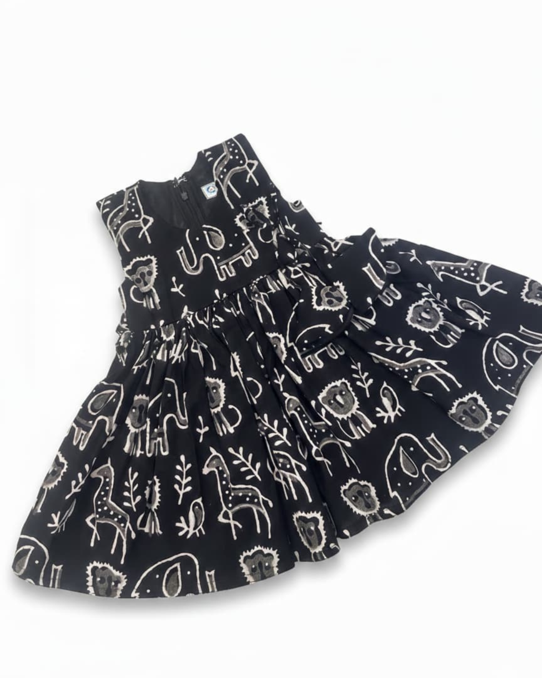 Twin Safari – Black Dabu Print Shirt & Frock Set for Twins – TwinsTribe x Chhutkan Celebration Edit