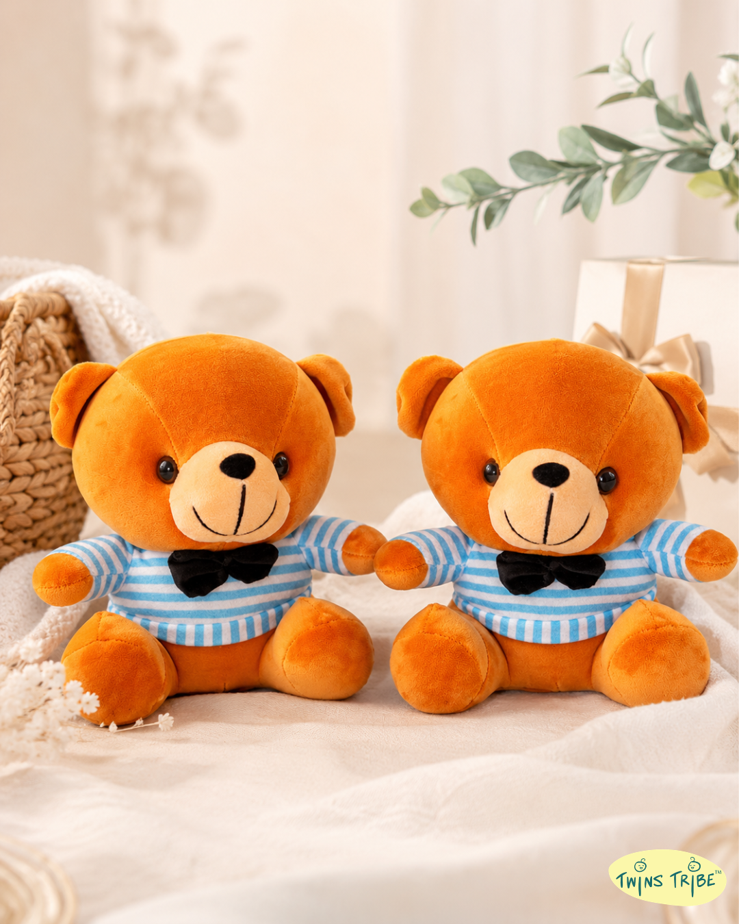 Double Cuddle Twin Bears – Brother Duo - Plush Toys Gift Set for Twin Boys