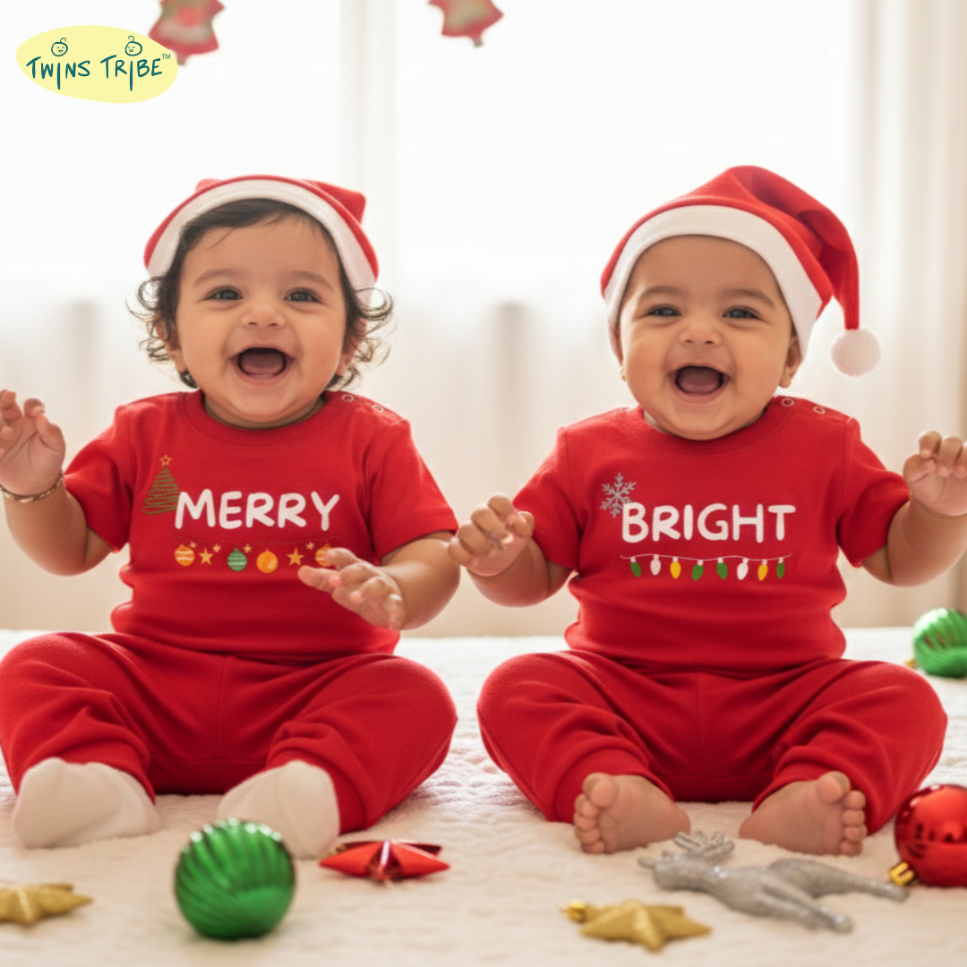TwinsTribe Twins Tees Set – Christmas Special - Merry & Bright