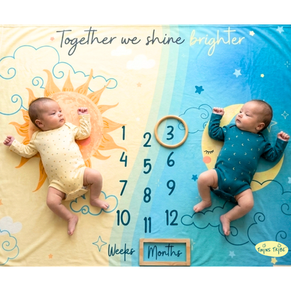 Twins Milestone Blanket - Sun & Moon: Brighter Together
