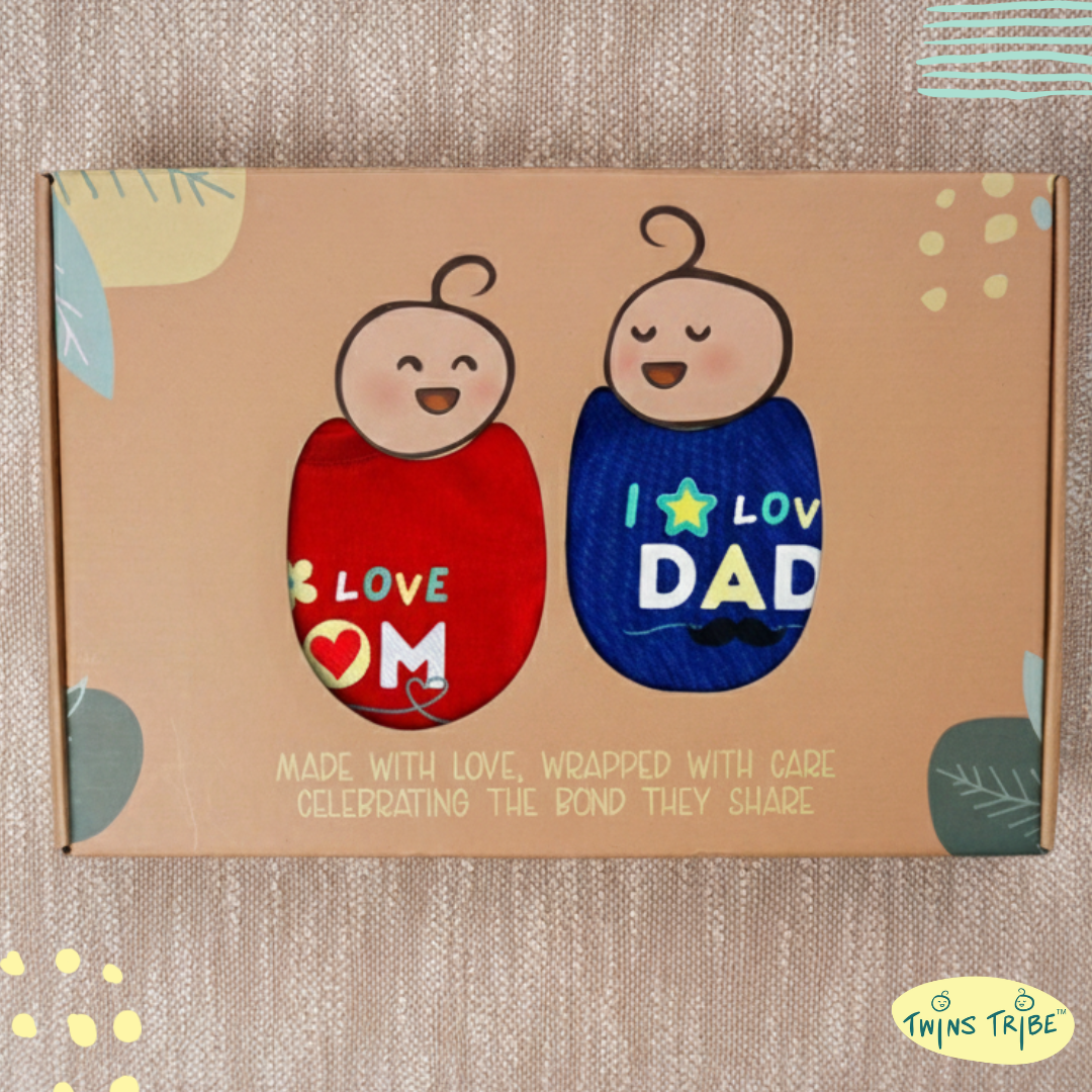 TwinsTribe Twins Tees Set – I Love Mom · I Love Dad