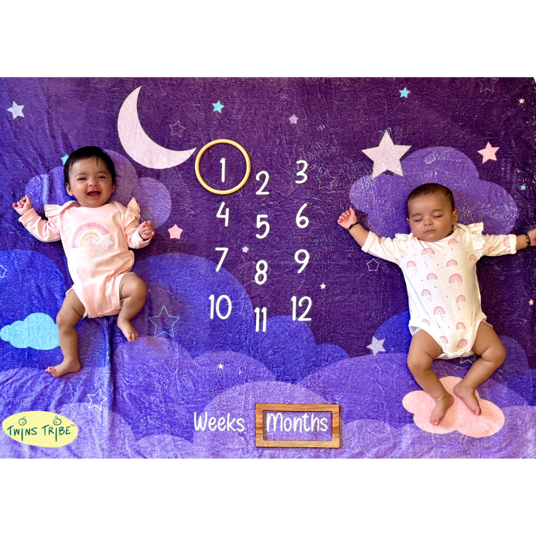 Twins Milestone Blanket - The Night Sky