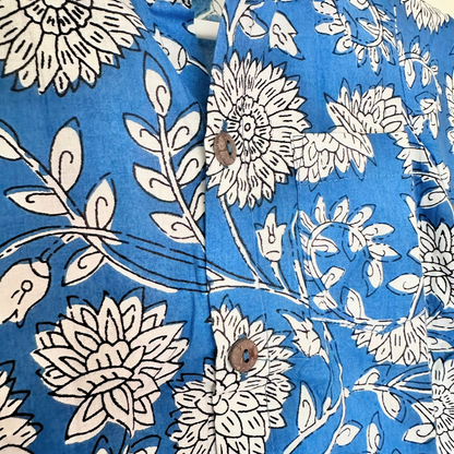 Twin Blues – Indigo Floral Shirt & Kurta Sharara Set - TwinsTribe x Critter Kids Festive Collection