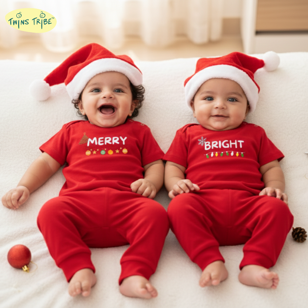 TwinsTribe Twins Tees Set – Christmas Special - Merry & Bright