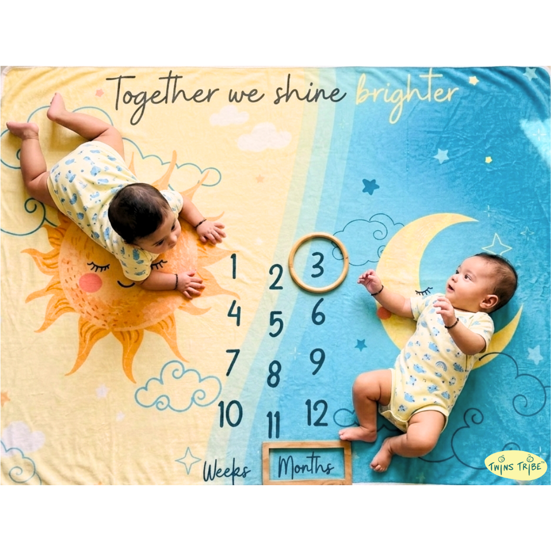 Twins Milestone Blanket - Sun & Moon: Brighter Together
