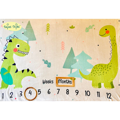 Twins Milestone Blanket - The Jurassic World