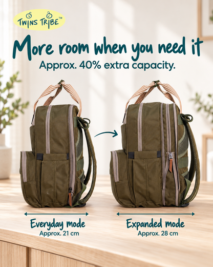 TwinsTribe DoubleDuty: Expandable Diaper Bag for Twins