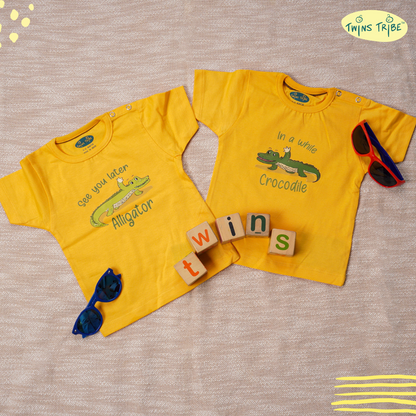 TwinsTribe Twins Tees Set – Alligator & Crocodile