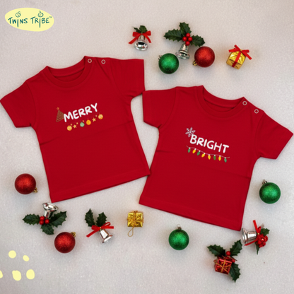 TwinsTribe Twins Tees Set – Christmas Special - Merry & Bright