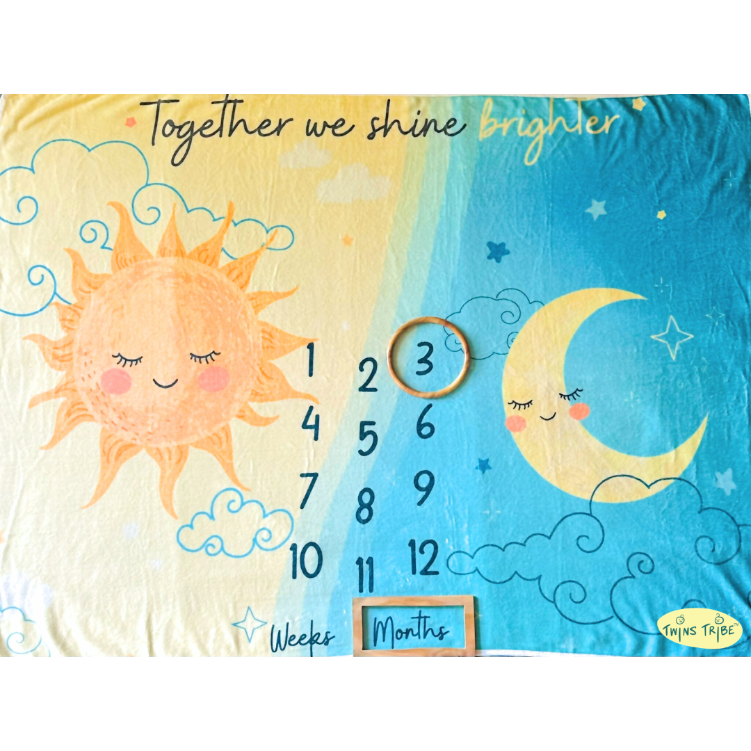 Twins Milestone Blanket - Sun & Moon: Brighter Together