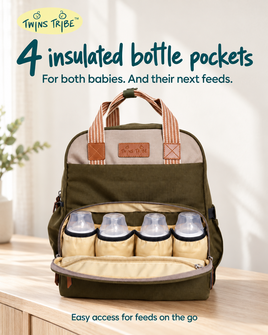 TwinsTribe DoubleDuty: Expandable Diaper Bag for Twins