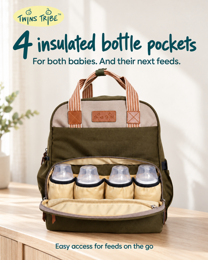 TwinsTribe DoubleDuty: Expandable Diaper Bag for Twins