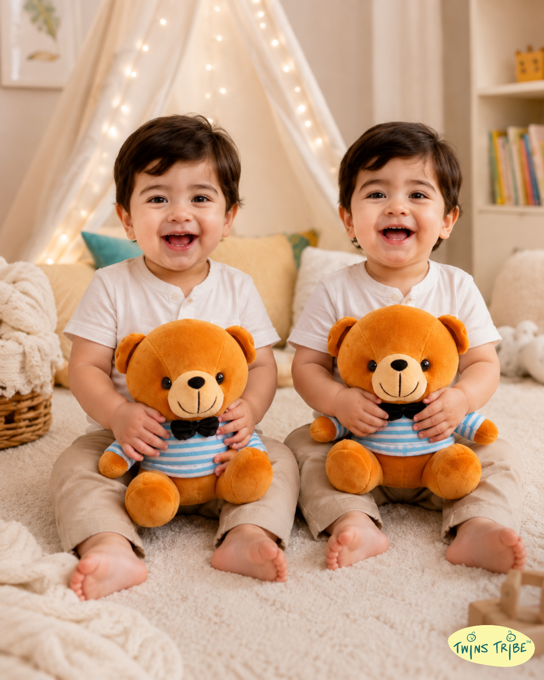 Double Cuddle Twin Bears – Brother Duo - Plush Toys Gift Set for Twin Boys