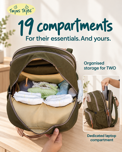 TwinsTribe DoubleDuty: Expandable Diaper Bag for Twins