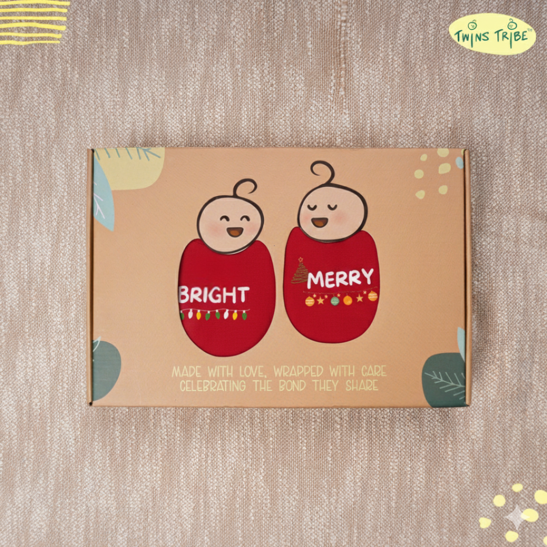 TwinsTribe Twins Tees Set – Christmas Special - Merry & Bright