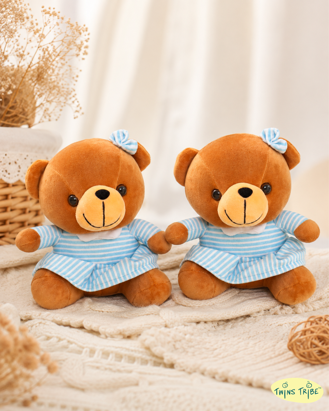 Double Cuddle Twin Bears – Sister Duo - Plush Toys Gift Set for Twin Girls
