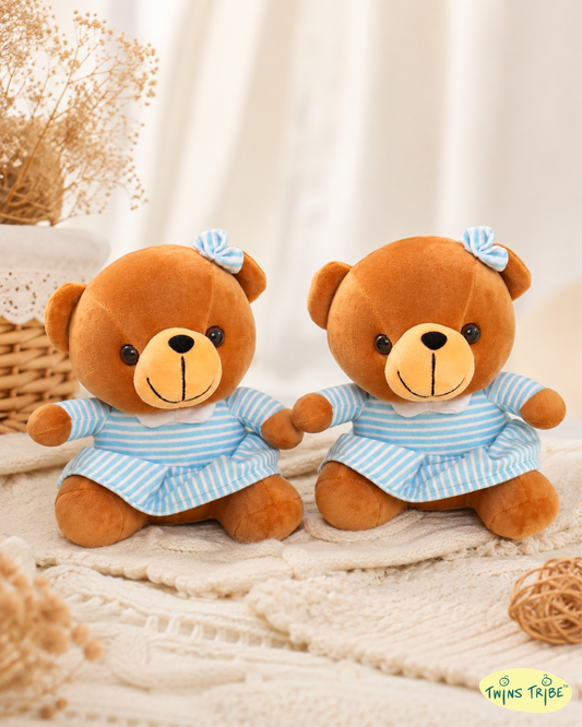 Double Cuddle Twin Bears – Sister Duo - Plush Toys Gift Set for Twin Girls