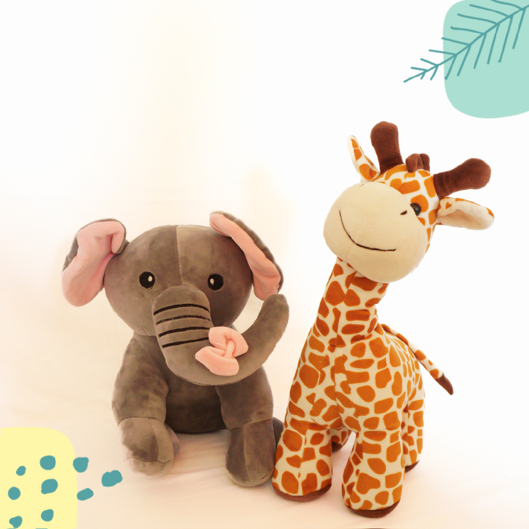 TwinsTribe Safari Mates - Plush Toys Gift Set for Twins