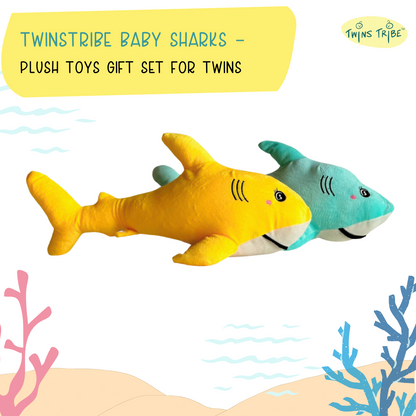 TwinsTribe Baby Sharks - Plush Toys Gift Set for Twins