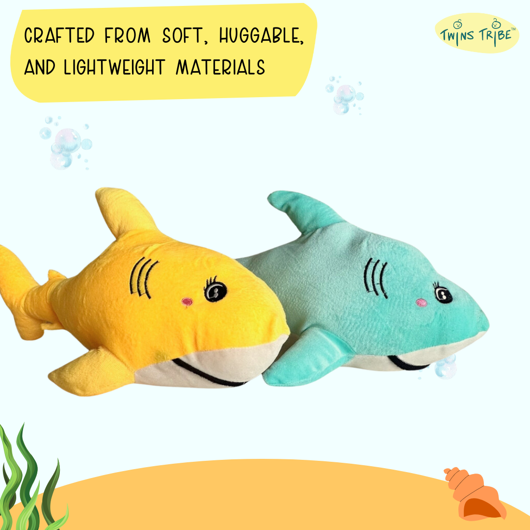 TwinsTribe Baby Sharks - Plush Toys Gift Set for Twins