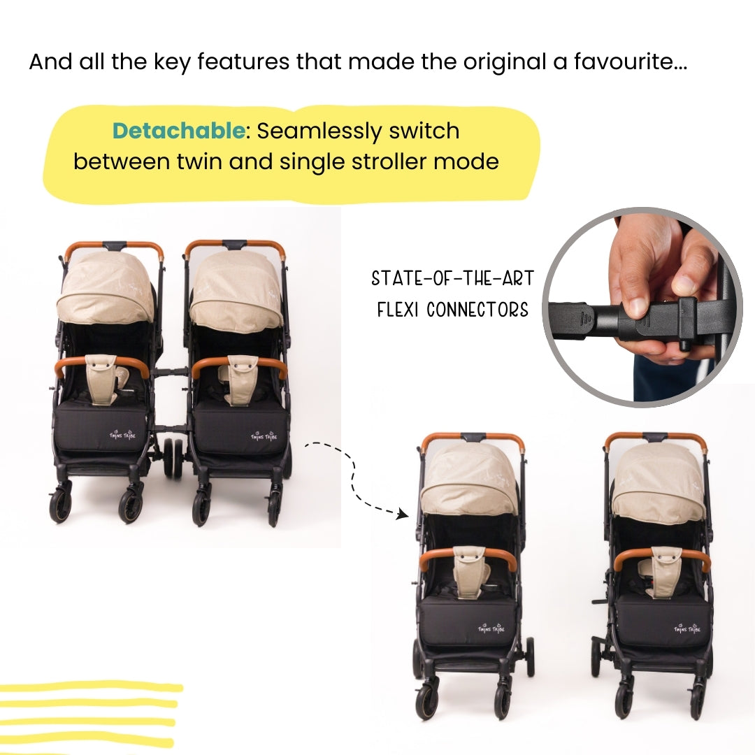 double stroller india Dynamic Duo Flex: Detachable Twin Stroller | Pram