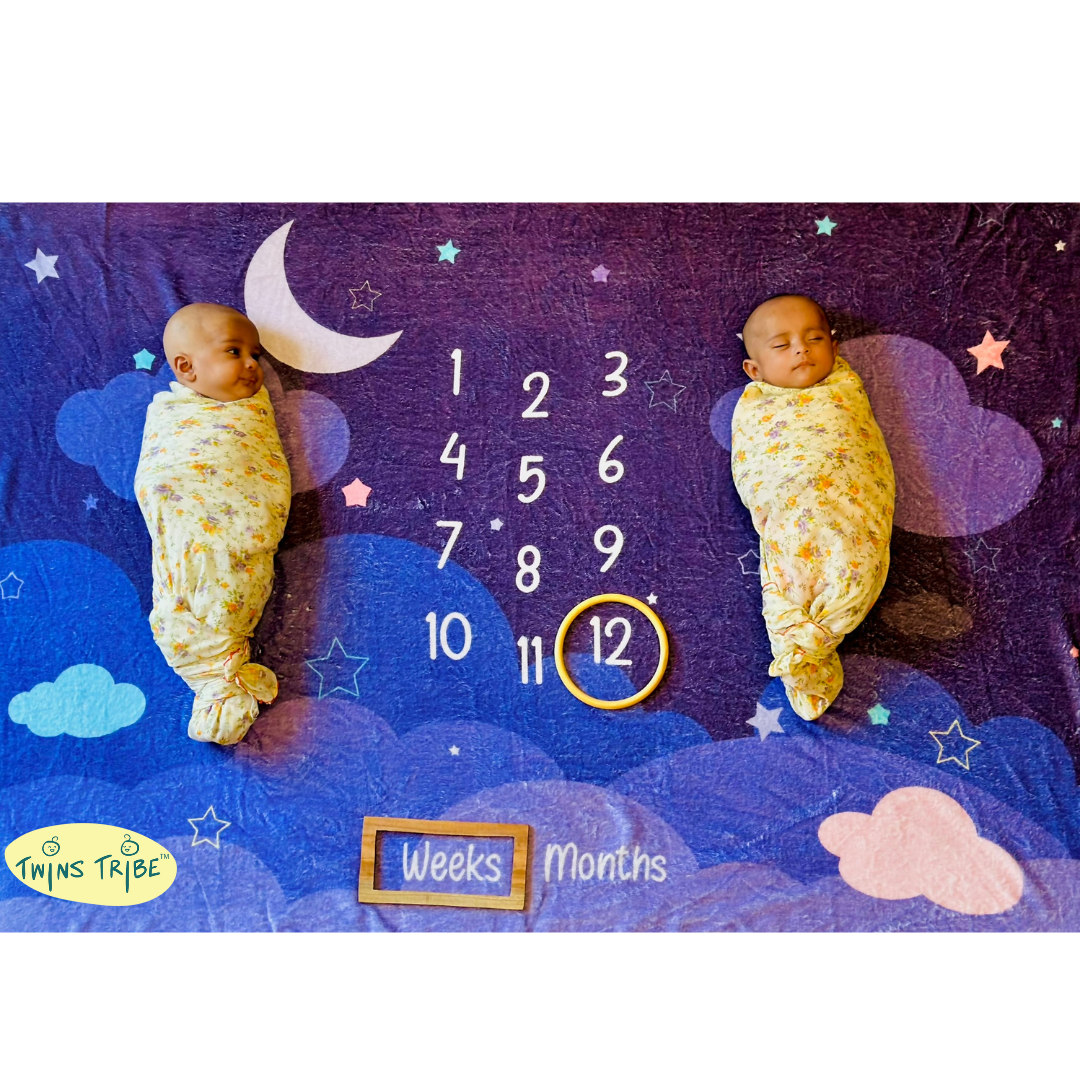 Twins Milestone Blanket - The Night Sky