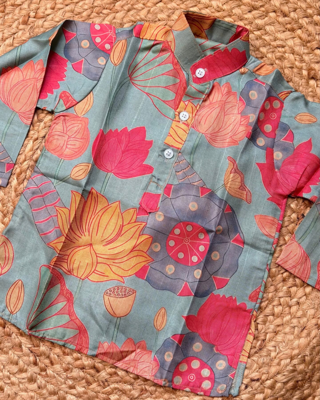 Lotus Lights – Printed Soft Silk Kurta Pajama & Palazzo Set for Boy-Girl Twins – TwinsTribe x Chhutkan Diwali Edit