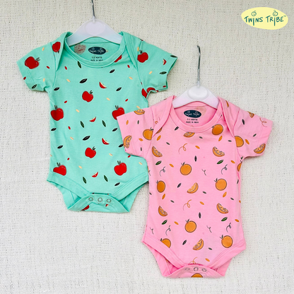 TwinsTribe Twins Onesie Set – Apples & Oranges