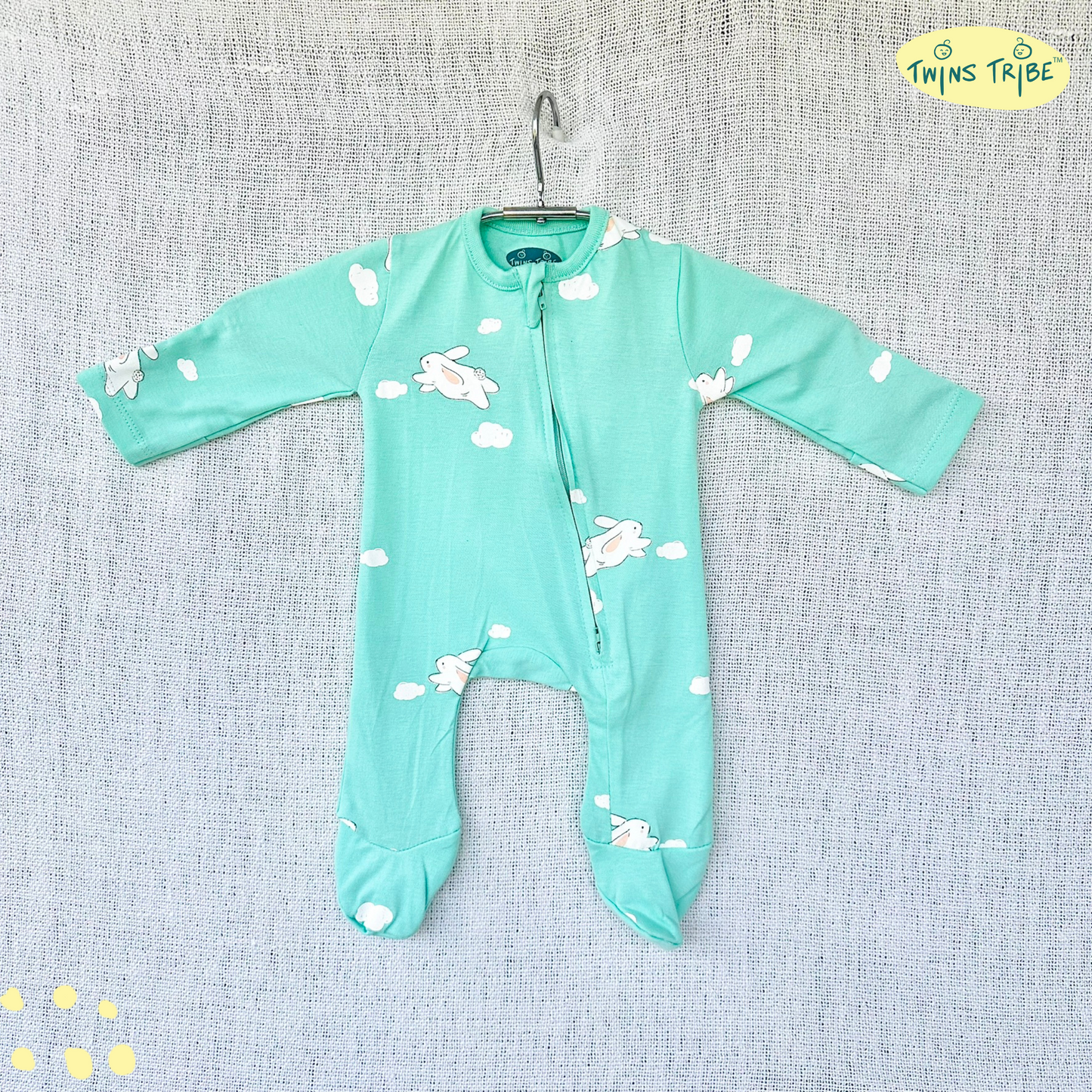 TwinsTribe Twins Rompers Set – Sheep and Bunnies