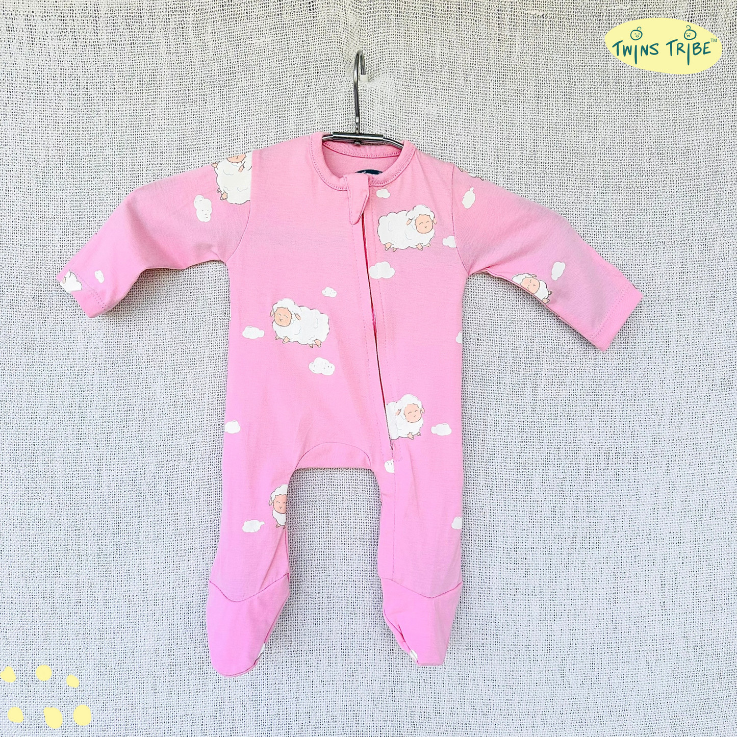 TwinsTribe Twins Rompers Set – Sheep and Bunnies