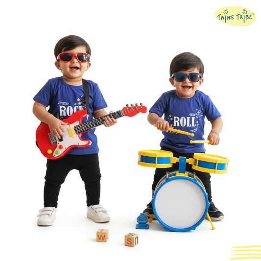 TwinsTribe Twins Tees Set – Rock & Roll