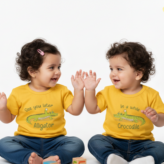 TwinsTribe Twins Tees Set – Alligator & Crocodile