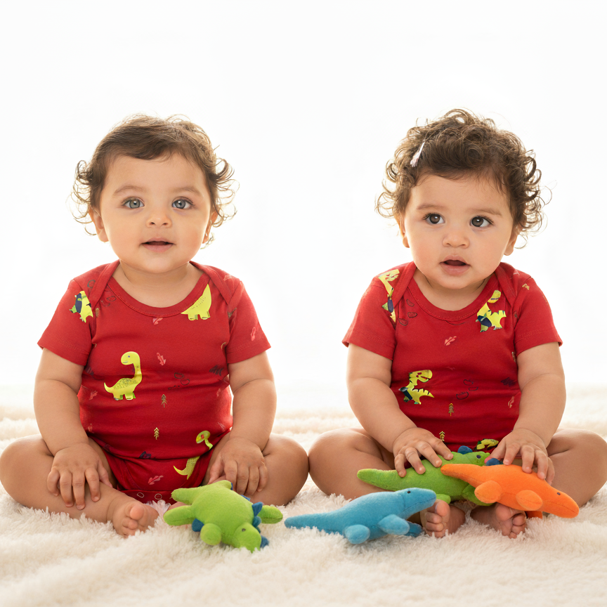 TwinsTribe Twins Onesie Set – The Dino World