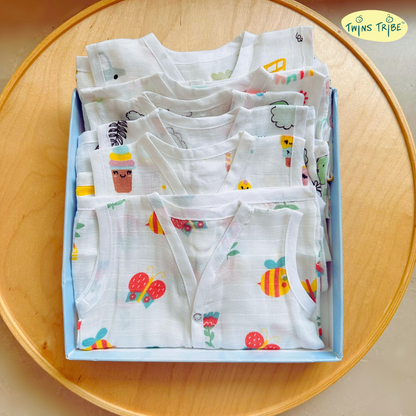 TwinsTribe Muslin Jhabla Set – Pack of 6