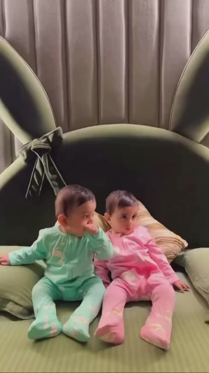 TwinsTribe Twins Rompers Set – Sheep and Bunnies